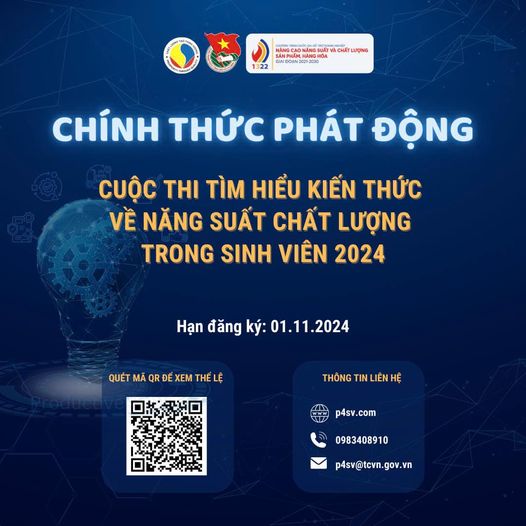 THÔNG BÁO PHÁT ĐỘNG CUỘC THI TÌM HIỂU KIẾN THỨC NĂNG SUẤT CHẤT LƯỢNG TRONG SINH VIÊN NĂM 2024